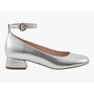 Banlindino Women's Lexy Ankle Strap Pump Heel Shoes Silver Size 8M
